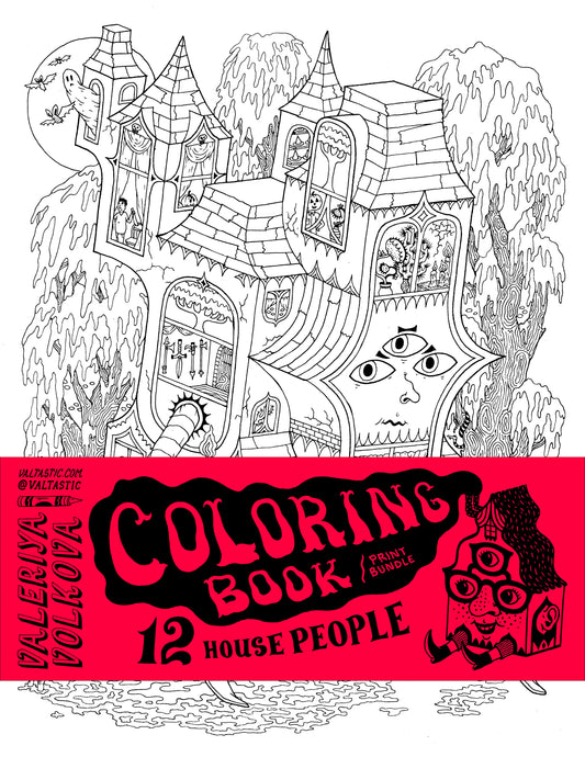 House People Coloring Book / Print Bundle